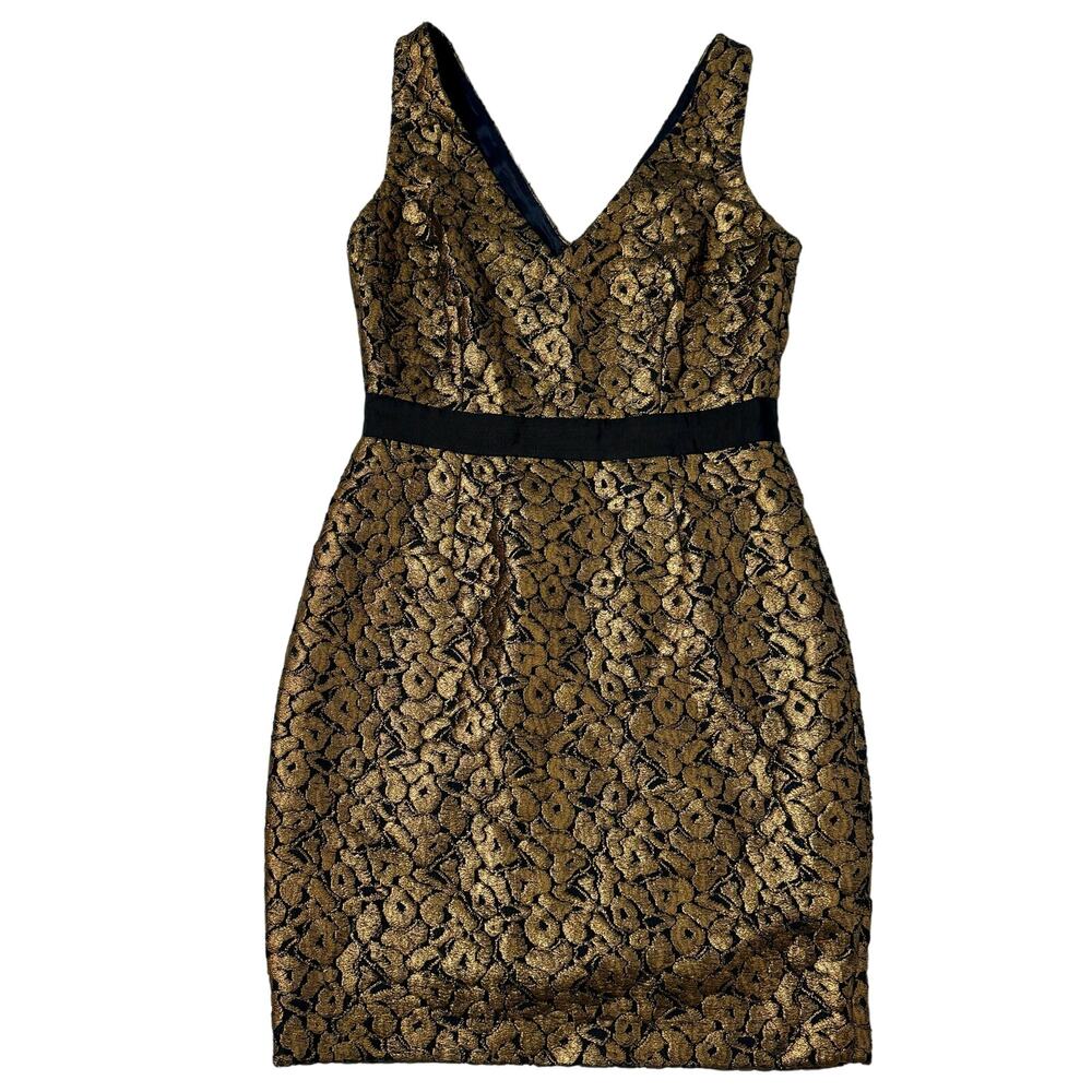 Trina Turk Gold Bronze Textured Sleeveless Sheath Dress size 6 Cocktail